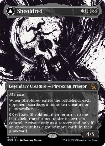 Sheoldred // The True Scriptures (foil) (Showcase Planar Booster Fun) [March of the Machine]